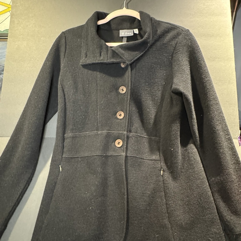 Ibex Merino Wool 6 Button Collared Cardigan Sweater Size Medium Women's